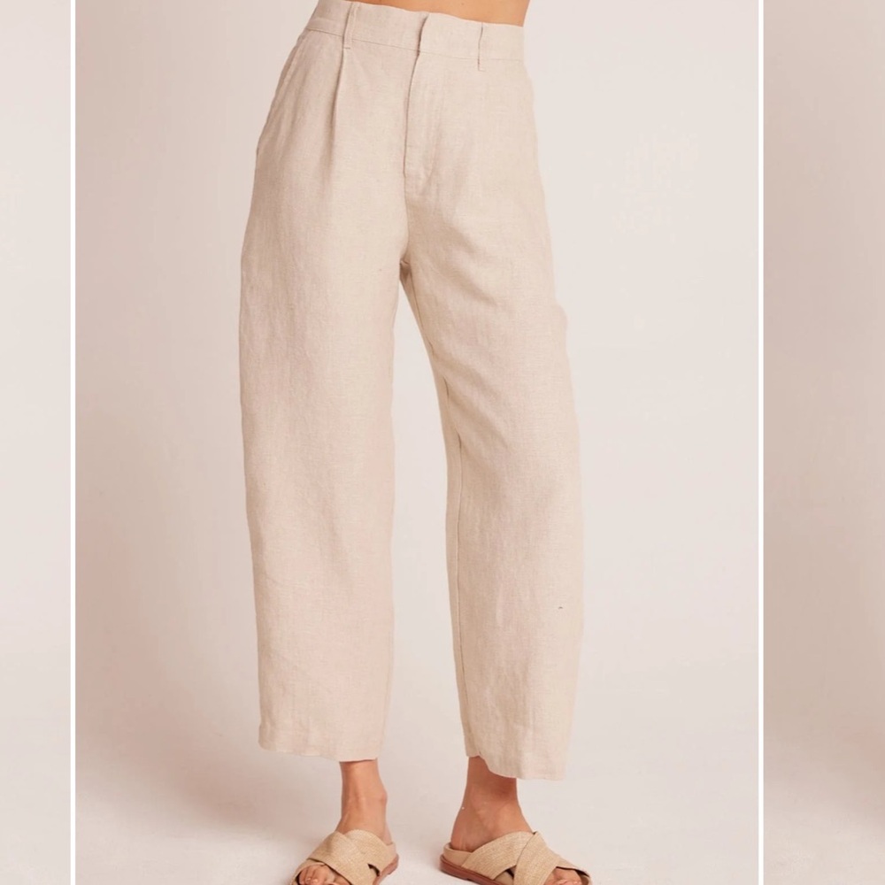 100% Linen Bella Dahl Linen Sand Trouser Size XS
